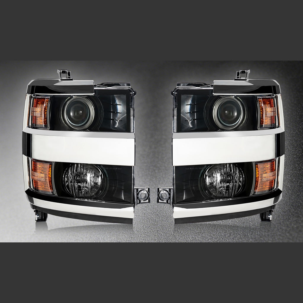 Halogen Headlights Pair w/ Bulbs for Chevy Silverado 2500HD 3500HD (2015-2019)
