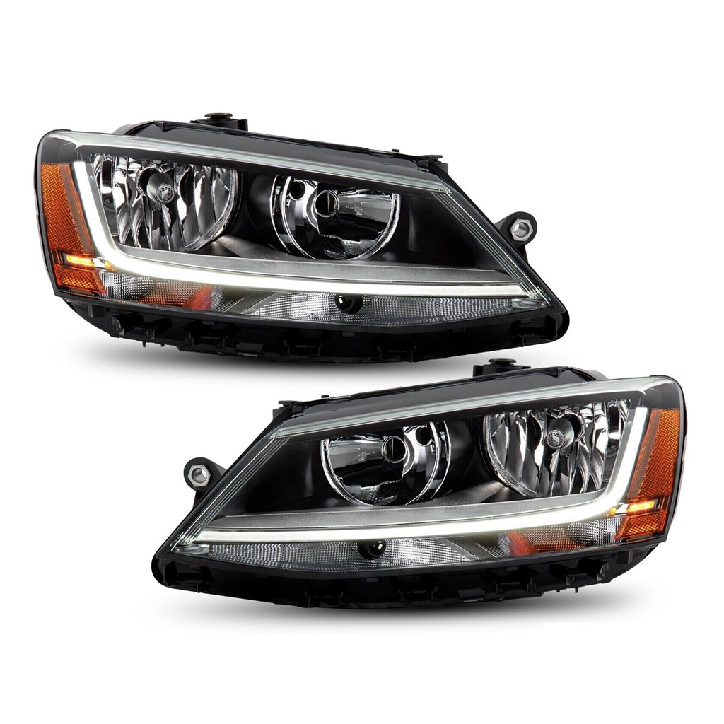 Halogen Headlights Pair w/ LED DRL & Bulbs for Volkswagen Jetta (2017-2018)