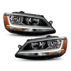 Halogen Headlights Pair w/ LED DRL & Bulbs for Volkswagen Jetta (2017-2018)