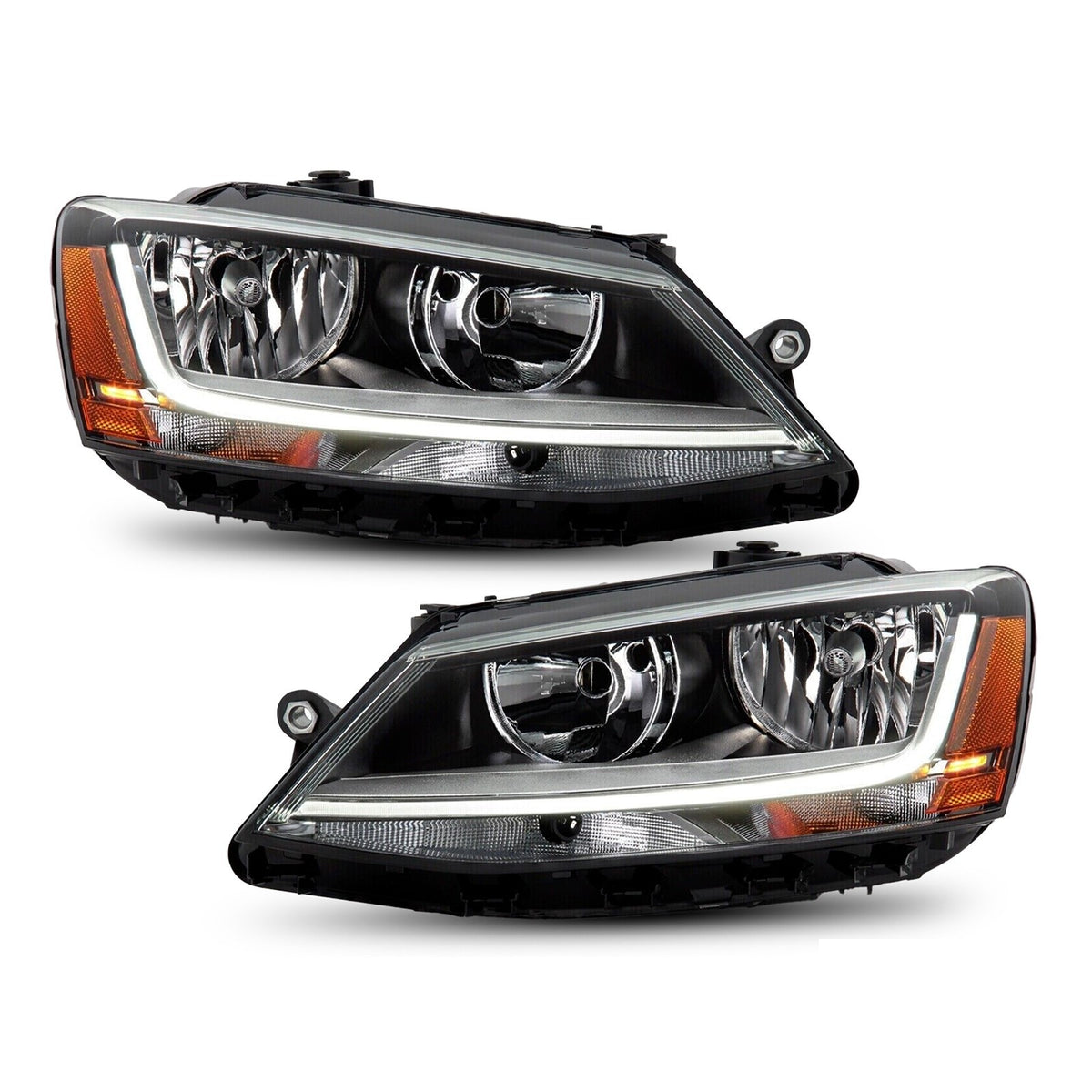Halogen Headlights Pair w/ LED DRL & Bulbs for Volkswagen Jetta (2017-2018)