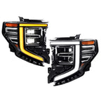 Full LED Headlights Pair, Chrome w/ LED Module for GMC Sierra 1500 (2022-2026)