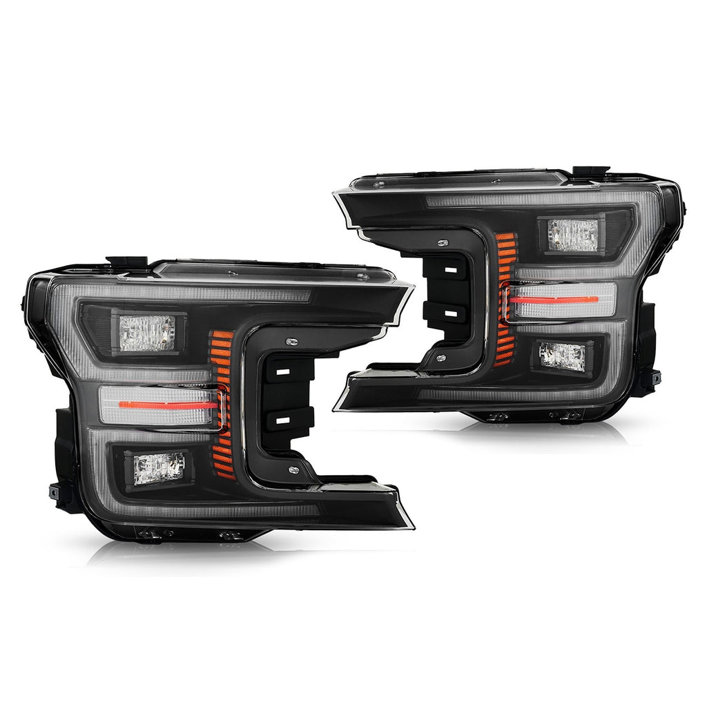 Black Bezel LED Headlights Pair for Ford F-150 (2018-2020)