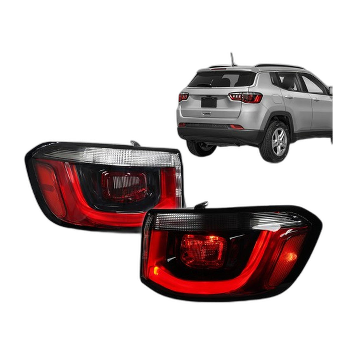 Smoked Halogen Outer Tail Lights Pair for Jeep Compass (2019-2026)