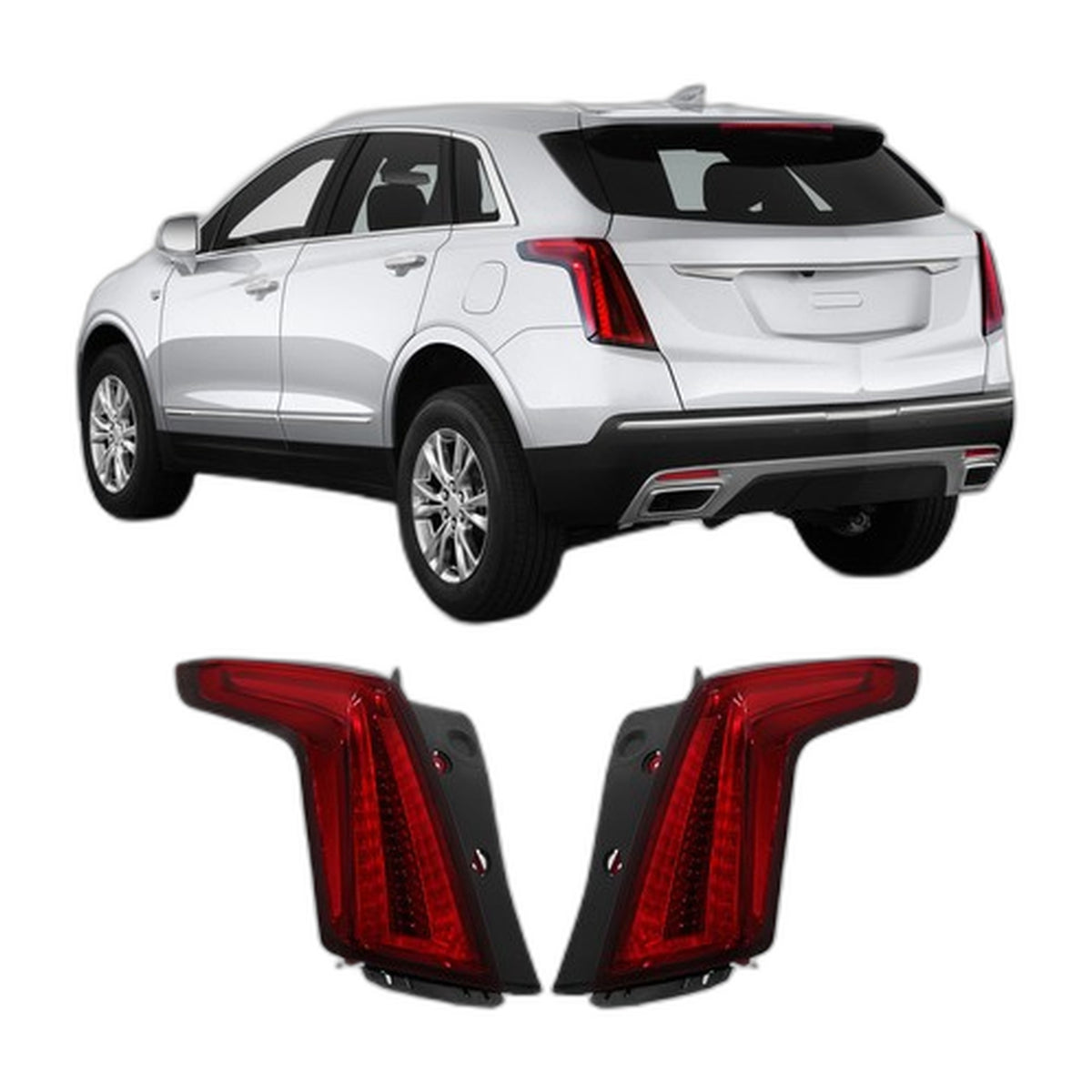 Dark Red LED Tail Lights Pair for Cadillac XT5 (2020-2025)