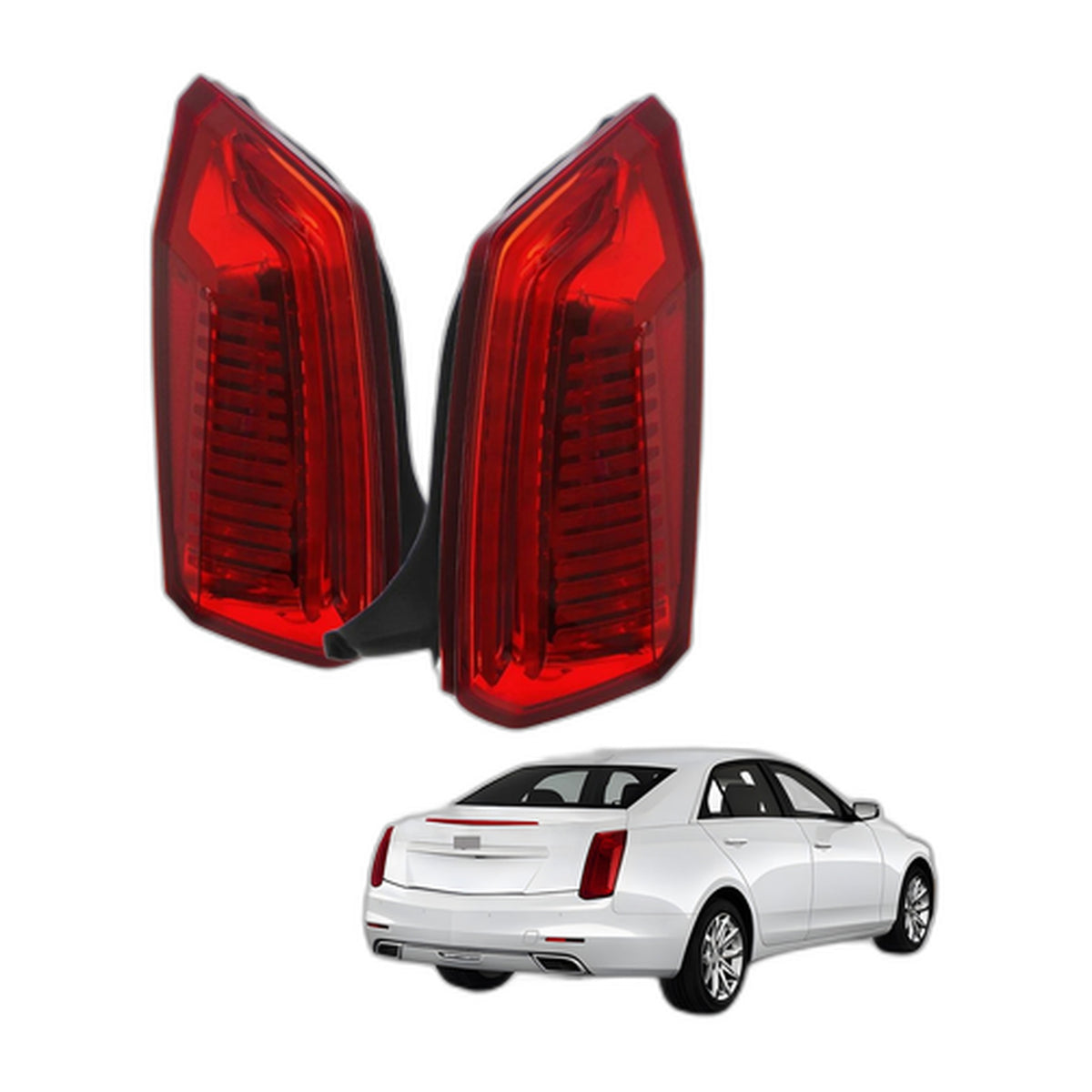 Red LED Tail Lights Pair for Cadillac CTS Sedan (2014-2019)