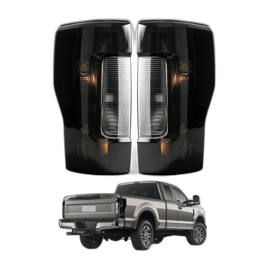 Smoked Halogen Tail Lights Pair for Ford F-250 F-350 Super Duty without BLIS (2017-2019)