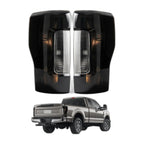Smoked Halogen Tail Lights Pair for Ford F-250 F-350 Super Duty without BLIS (2017-2019)