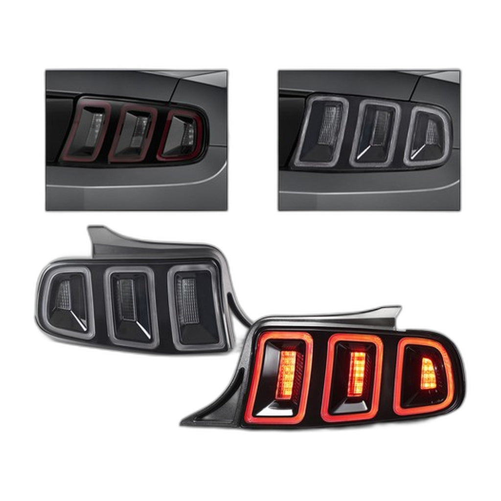 Black Sequential LED Tail Lights Pair for Ford Mustang (2013-2014)