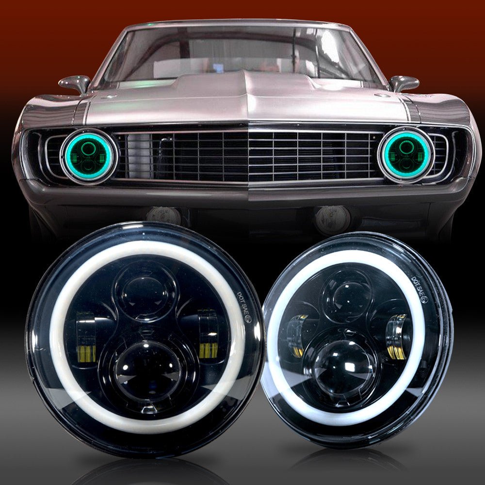 7 Inch HALO RGB Color Projector LED Headlights & Fog Lights Kit for Wrangler JK 2007 - 2017 - GENSSI Lighting