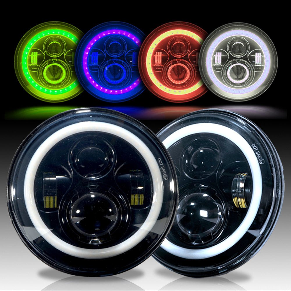 7 Inch HALO RGB Color Projector LED Headlights & Fog Lights Kit for Wrangler JK 2007 - 2017 - GENSSI Lighting