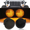 USA American Flag LED Turn Signals Lights Set Amber Smoked Lens for 2007-2018 Jeep Wrangler JK JKU Default Title Lighting