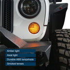 USA American Flag LED Turn Signals Lights Set Amber Smoked Lens for 2007 - 2018 Jeep Wrangler JK JKU - GENSSI Lighting