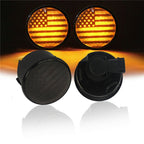 USA American Flag LED Turn Signals Lights Set Amber Smoked Lens for 2007 - 2018 Jeep Wrangler JK JKU - GENSSI Lighting