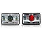 4x6 LED Projector Demon DRL Eyes Headlights Chrome Set Lighting