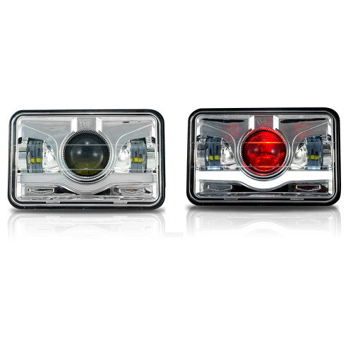 4x6 LED Projector Demon DRL Eyes Headlights Chrome Set Default Title Lighting
