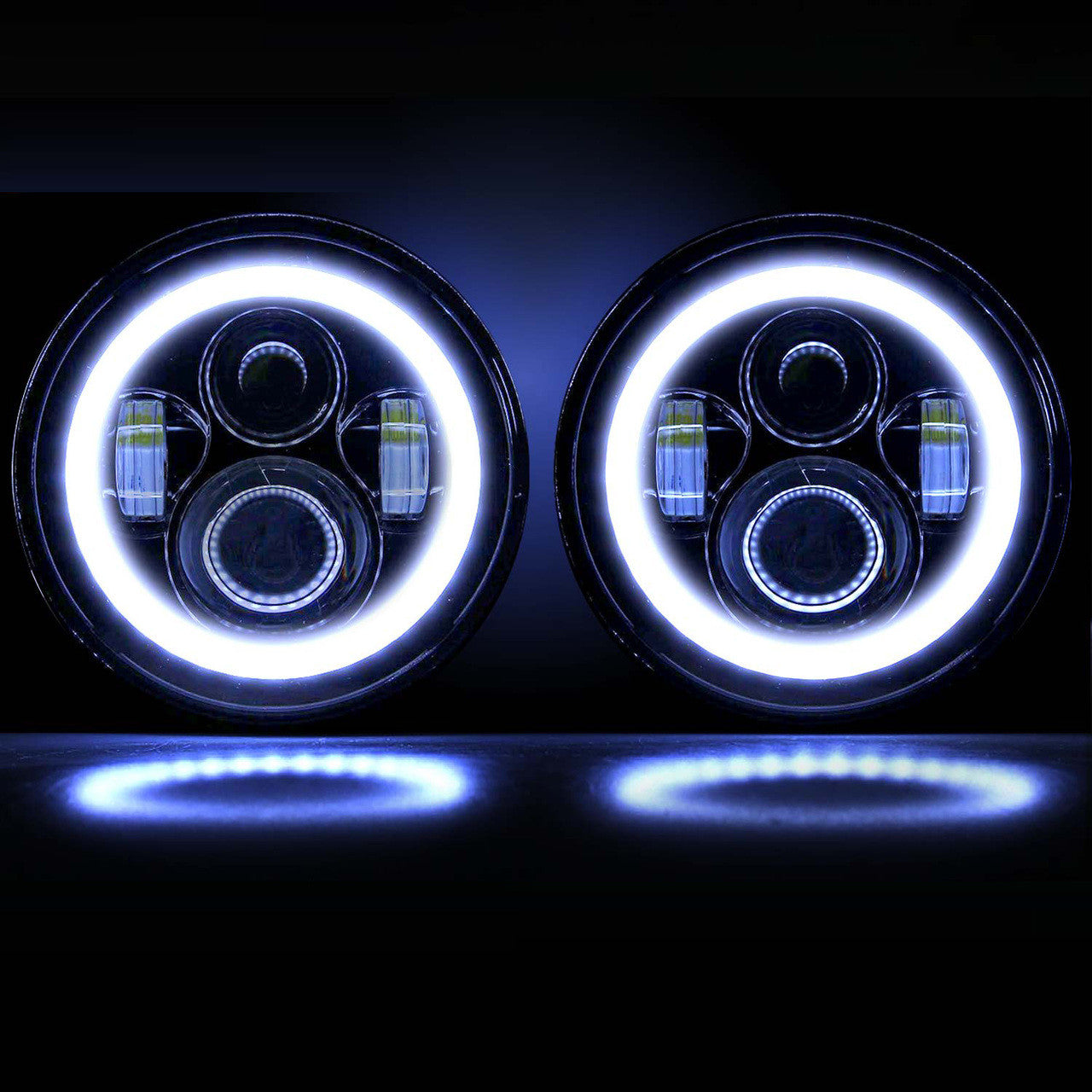 HALO Projector Black LED Headlights for Wrangler 1996-2018 Lighting