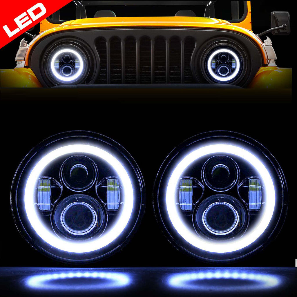 HALO Projector Black LED Headlights for Wrangler 1996-2018 Lighting
