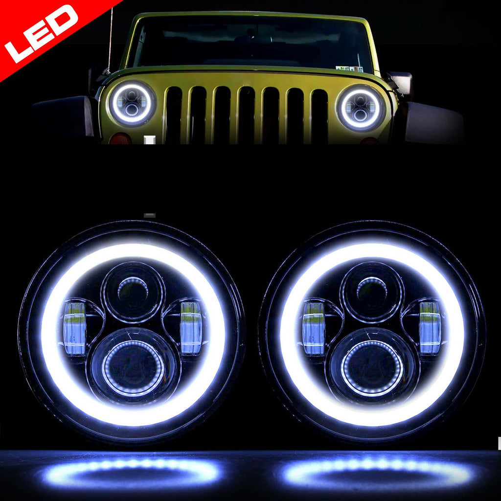 HALO Projector Black LED Headlights for Wrangler 1996-2018 Lighting