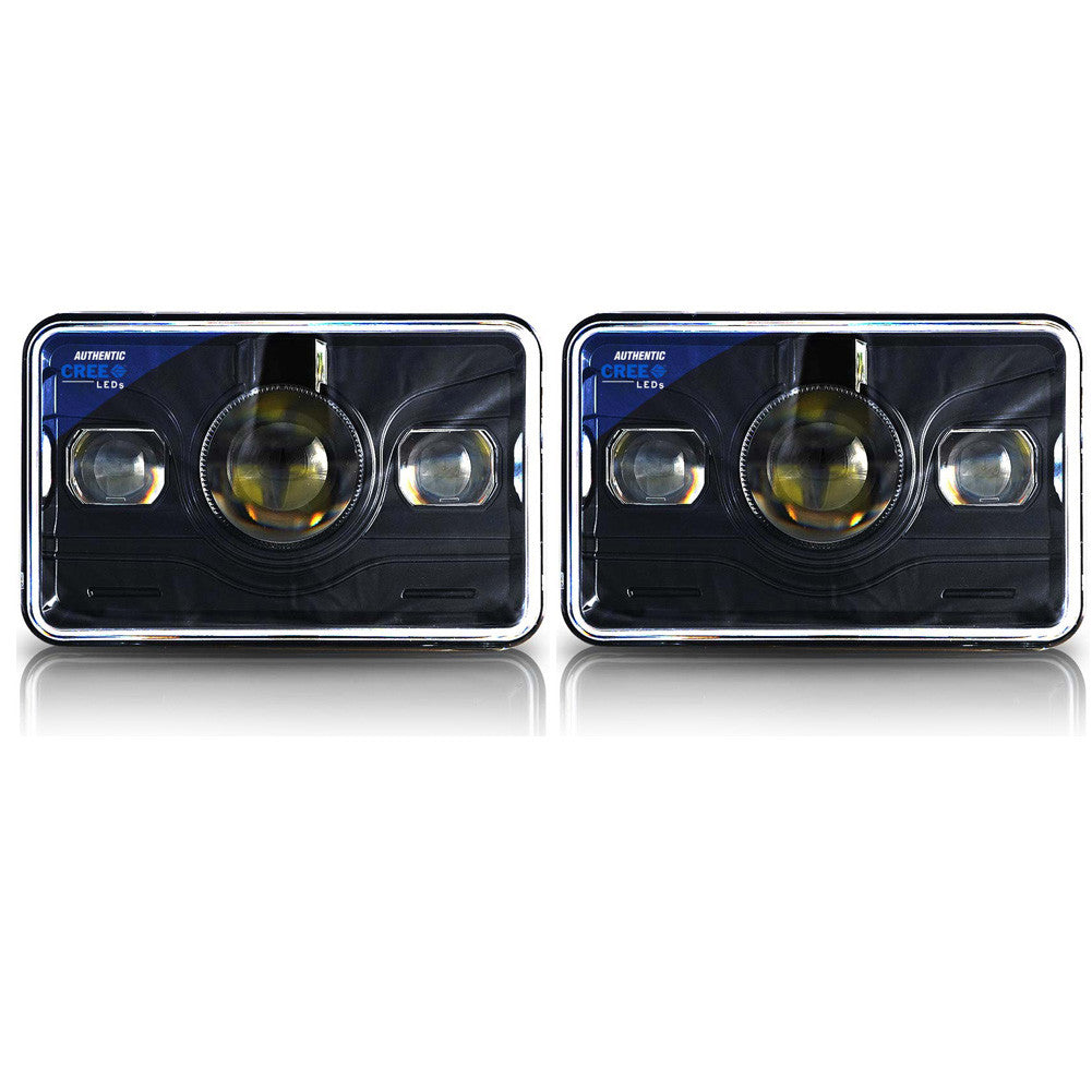 4x6 LED Projector Headlights H4651 H4652 H4656 H4666 H6545 Black Set Lighting