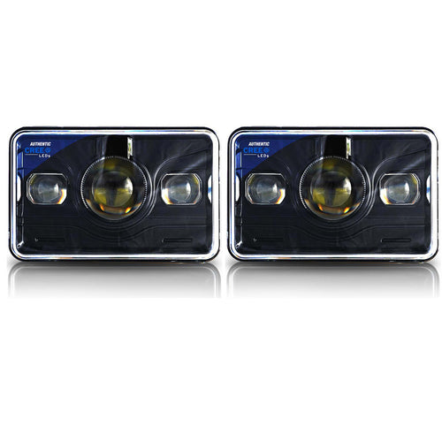 4x6 LED Projector Headlights H4651 H4652 H4656 H4666 H6545 Black Set Lighting