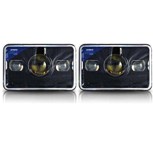 4x6 LED Projector Headlights H4651 H4652 H4656 H4666 H6545 Black Set Default Title Lighting