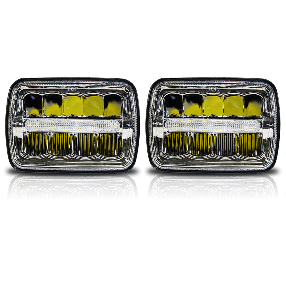 XDR LED Chrome Headlights w/DRL for XJ and YJ Lighting