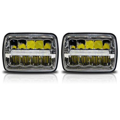 XDR LED Chrome Headlights w/DRL for XJ and YJ Lighting