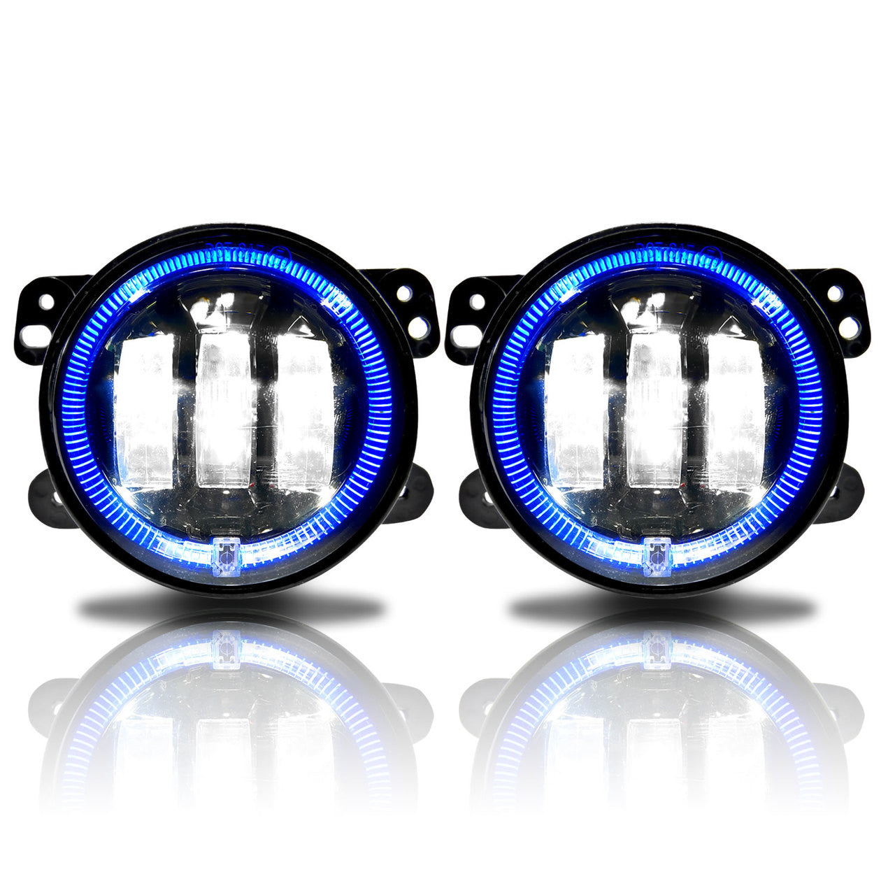 4 Inch LED Blue Halo Fog Lamp Lights For Jeep Wrangler JK Lighting