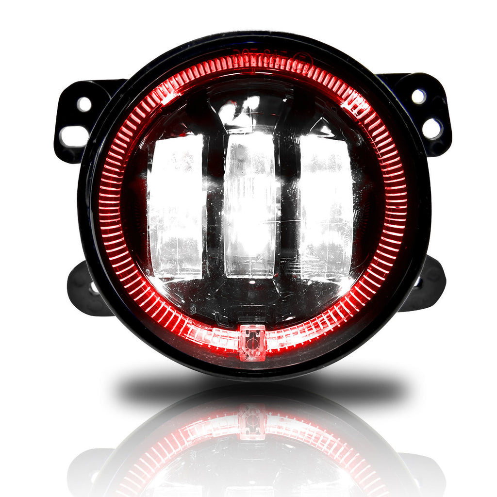 4 Inch LED Red Halo Fog Lamp Lights For Jeep Wrangler JK Lighting