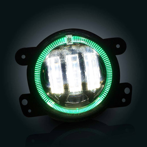 4 Inch LED Green Halo Fog Lamp Lights For Jeep Wrangler JK - GENSSI Lighting