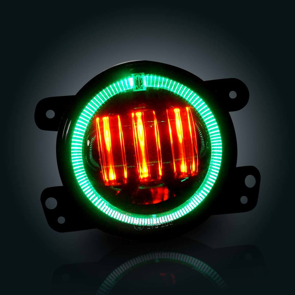 4 Inch LED Green Halo Fog Lamp Lights For Jeep Wrangler JK Lighting