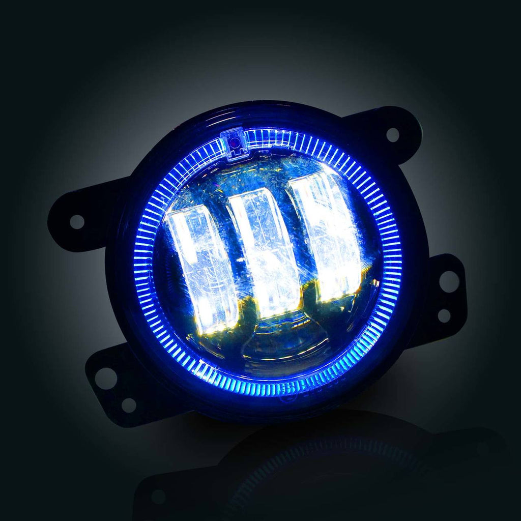 4 Inch LED Blue Halo Fog Lamp Lights For Jeep Wrangler JK Lighting
