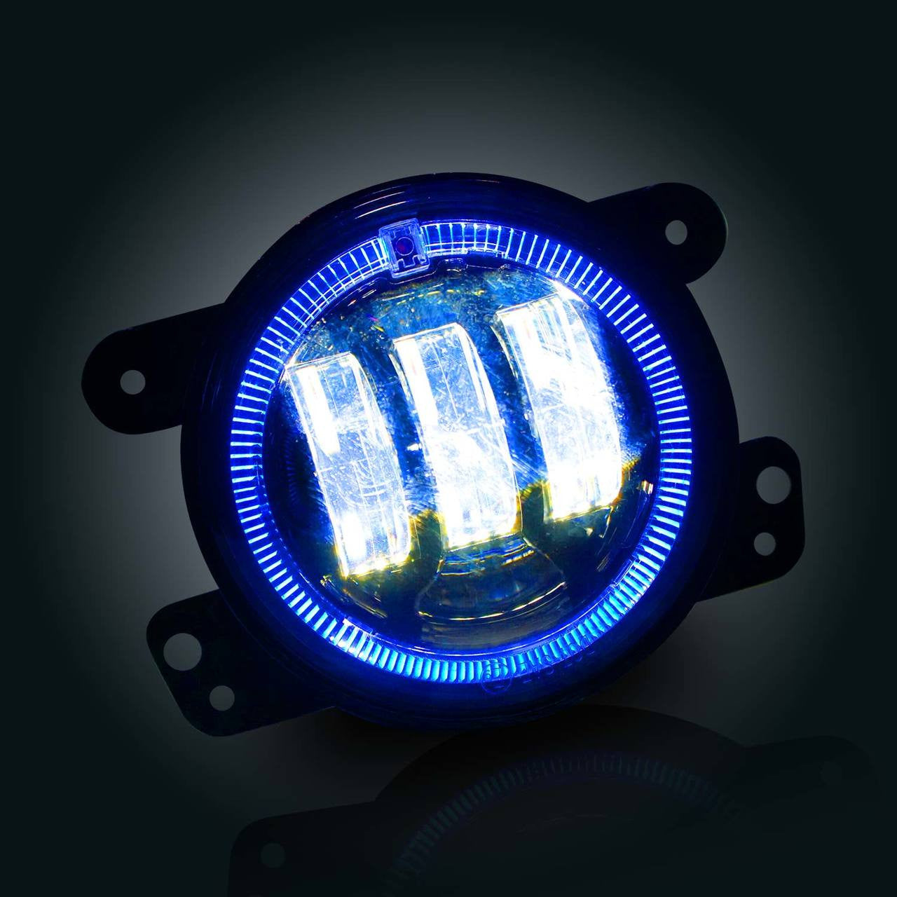 4 Inch LED Blue Halo Fog Lamp Lights For Jeep Wrangler JK Lighting