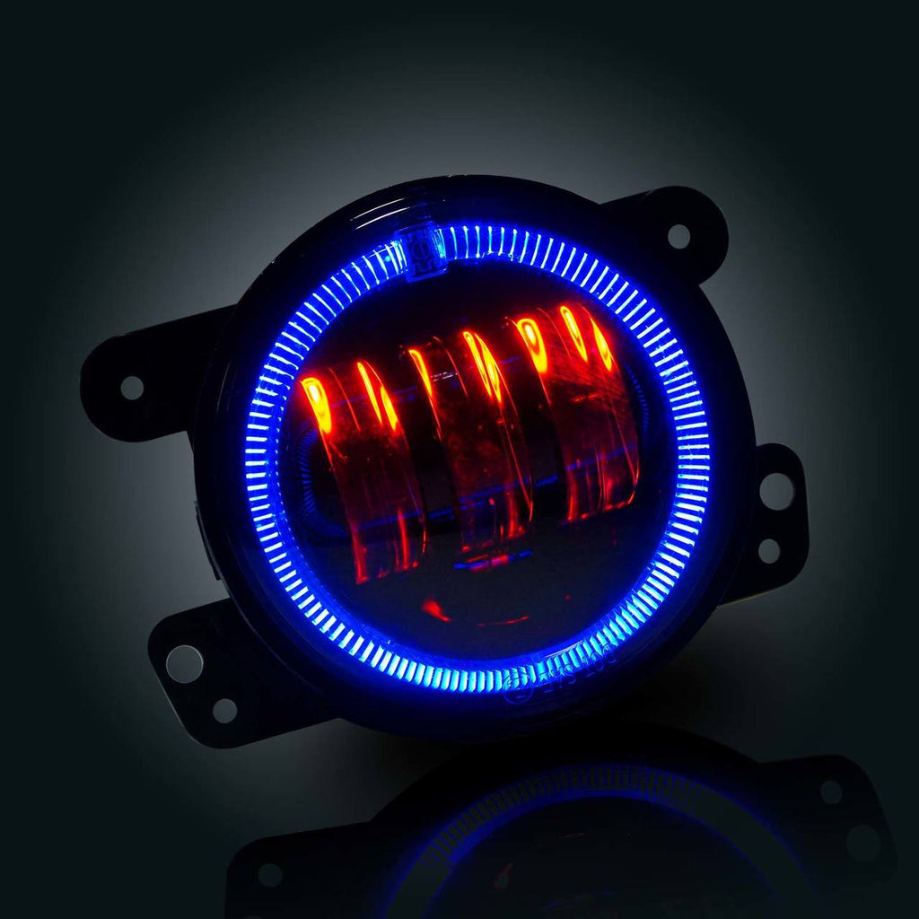 4 Inch LED Blue Halo Fog Lamp Lights For Jeep Wrangler JK Lighting