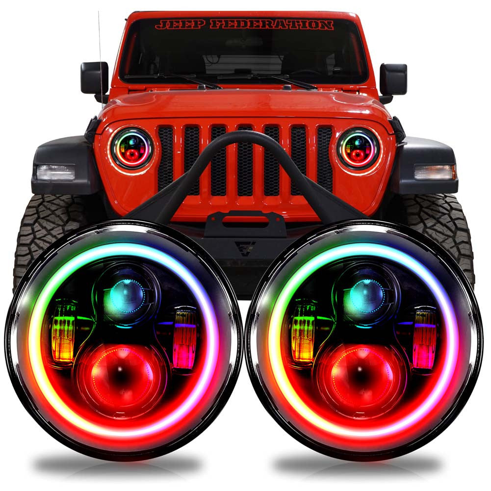 HALO RGB CHASE Projector LED Headlights for Wrangler JL & Gladiator 2018+ Lighting