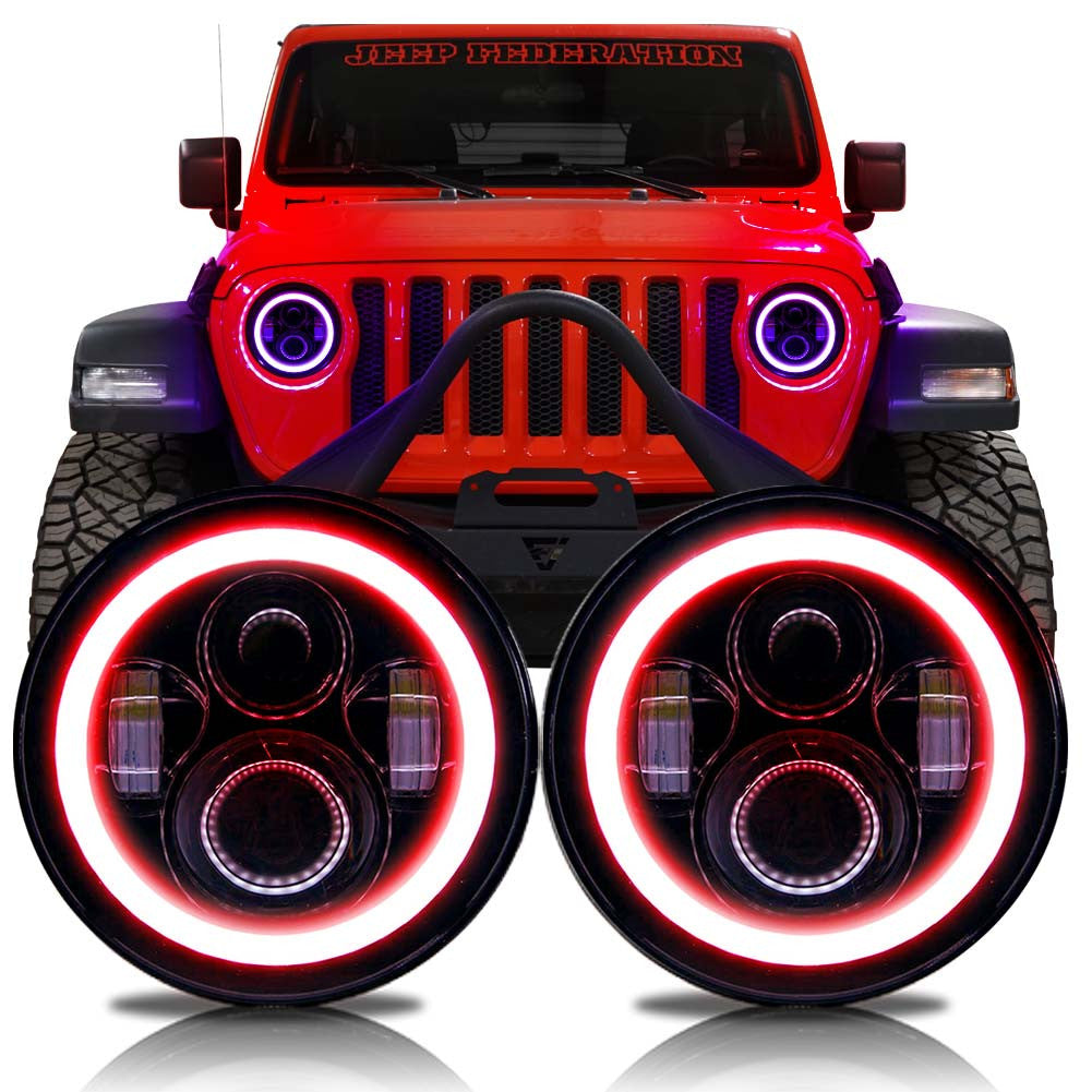 HALO RGB Color Projector LED Headlights for Wrangler JL & Gladiator 2018+ Lighting