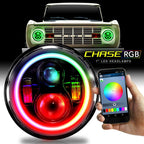 7 Inch HALO Chasing RGB Color Projector LED Headlights & Fog Lights Kit for Wrangler JK 2007 - 2017 - GENSSI Lighting