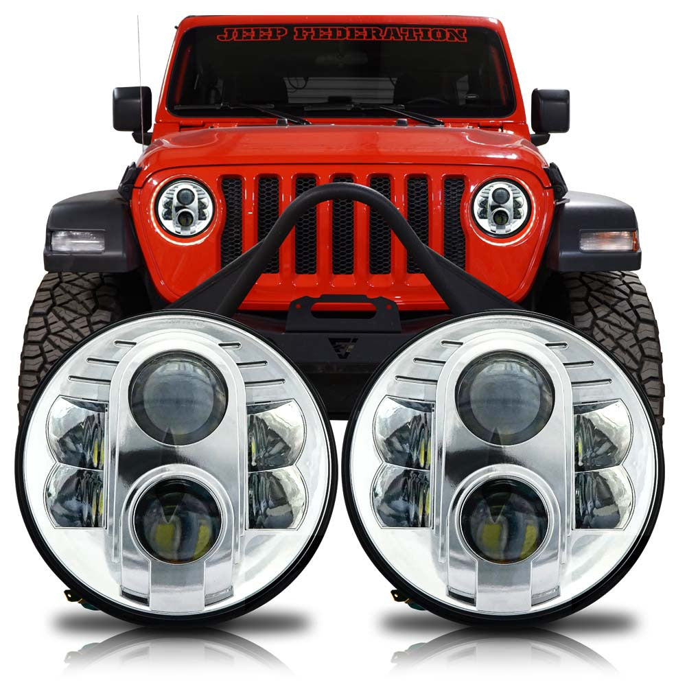 APOLLO Chrome Projector LED Headlights for Wrangler JL & Gladiator 2018+ Lighting