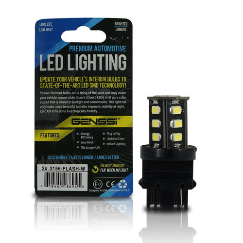 3056 3157 LED Bulb with Backup Reverse Light Flasher Flashing Pattern (2 Pack) - GENSSI Lighting