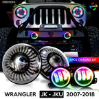 Demon Eye HALO Projector Black LED Headlights and Fog Lights for Wrangler JK 2007 - 2018 - GENSSI Lighting