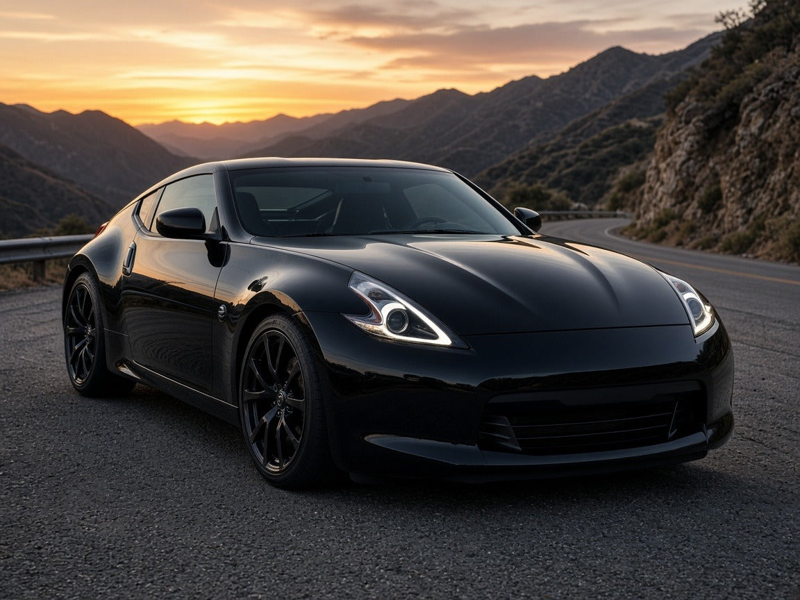 2009-2020 Nissan 370Z with black HID headlights installed