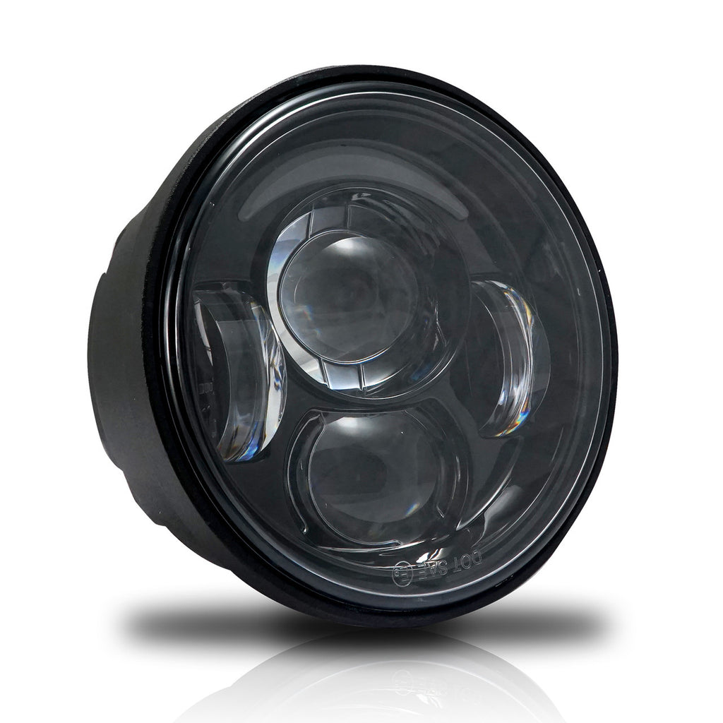 4.65 In LED Black Projector Headlight Harley Davidson Dyna Fat Bob FXDF 2008-2016 Black (2 Pack) Lighting