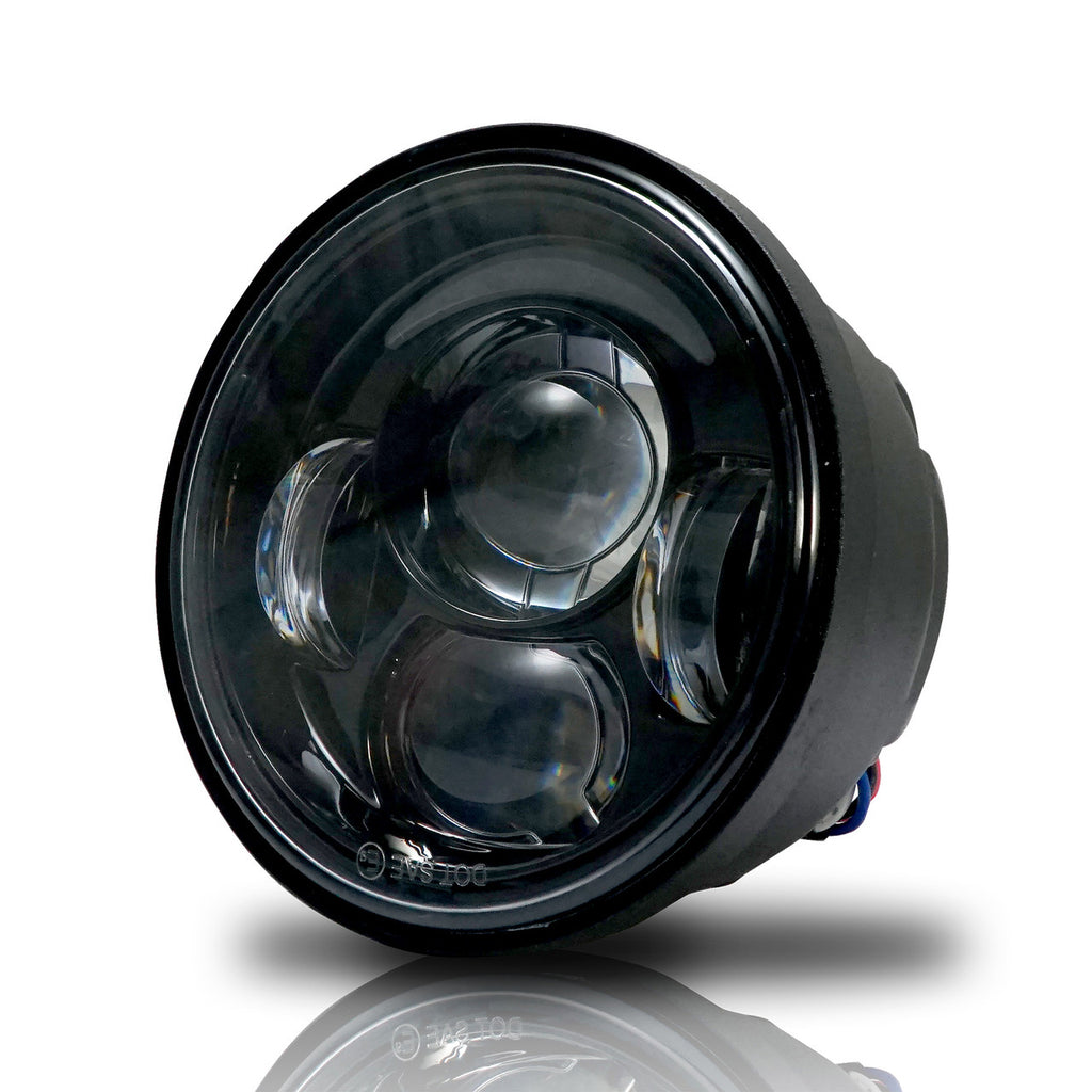4.65 In LED Black Projector Headlight Harley Davidson Dyna Fat Bob FXDF 2008-2016 Black (2 Pack) Lighting