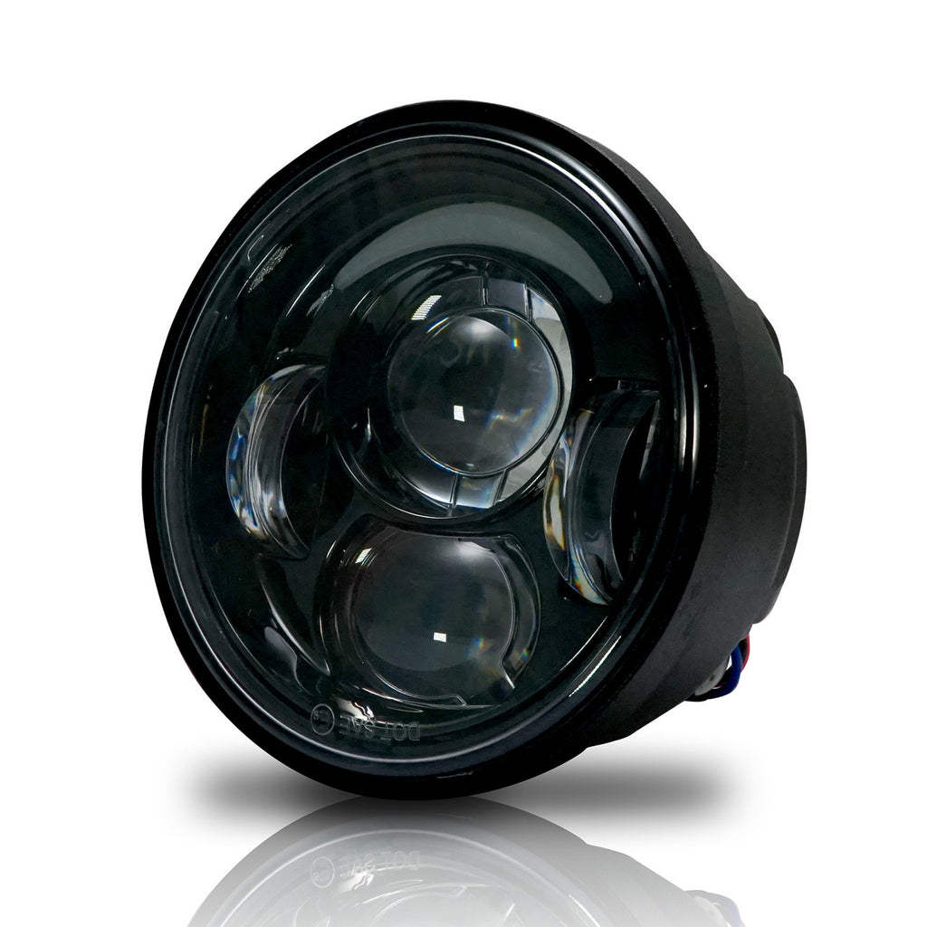 4.65 In LED Black Projector Headlight Harley Davidson Dyna Fat Bob FXDF 2008-2016 Black (2 Pack) Lighting