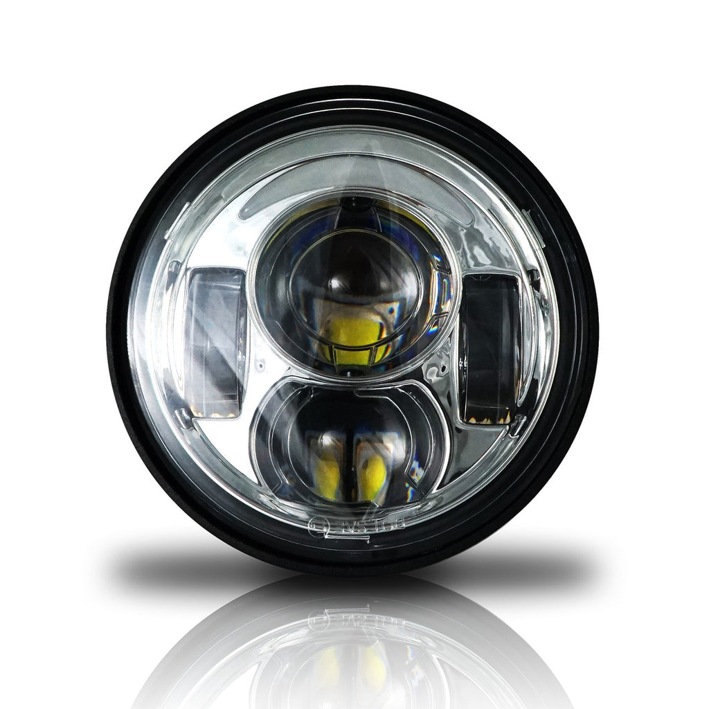 4.65 In LED Chrome Projector Headlight Harley Davidson Dyna Fat Bob FXDF 2008-2016 Black (2 Pack) Lighting