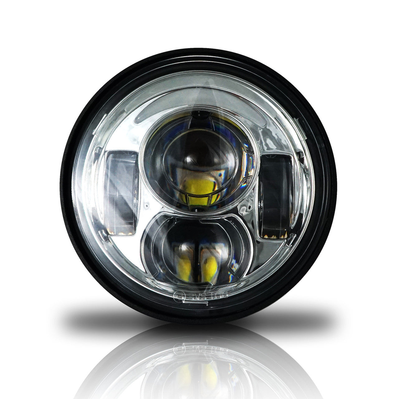 4.65 In LED Chrome Projector Headlight Harley Davidson Dyna Fat Bob FXDF 2008-2016 Black (2 Pack) Lighting