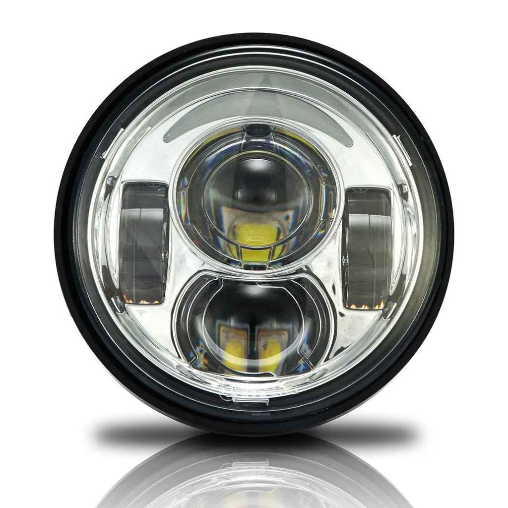 4.65 In LED Chrome Projector Headlight Harley Davidson Dyna Fat Bob FXDF 2008-2016 Black (2 Pack) Lighting