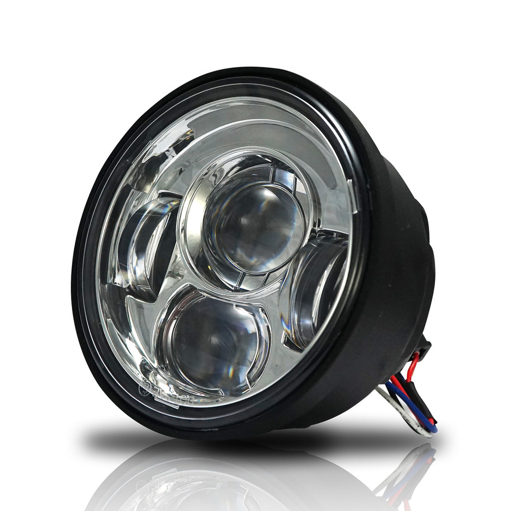 4.65 In LED Chrome Projector Headlight Harley Davidson Dyna Fat Bob FXDF 2008-2016 Black (2 Pack) Lighting