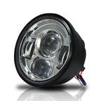 4.65 In LED Chrome Projector Headlight Harley Davidson Dyna Fat Bob FXDF 2008 - 2016 Black (2 Pack) - GENSSI Lighting