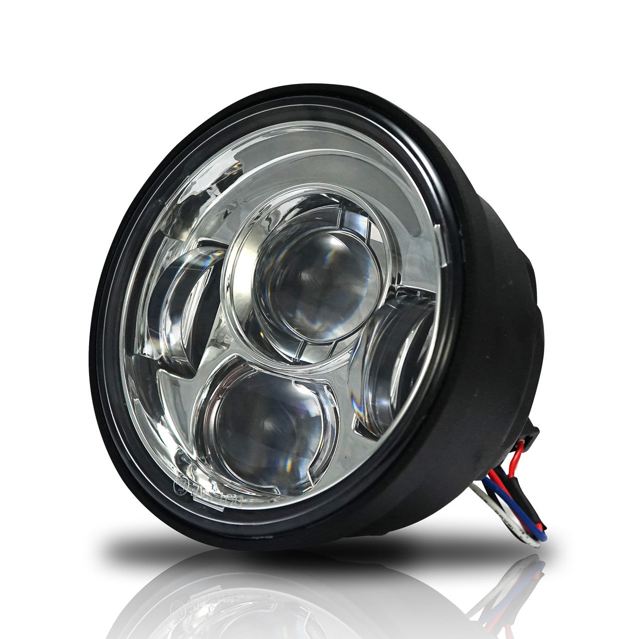 4.65 In LED Chrome Projector Headlight Harley Davidson Dyna Fat Bob FXDF 2008-2016 Black (2 Pack) Lighting